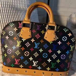 Louis Vuitton Black and Tan Leather with Blue Accents